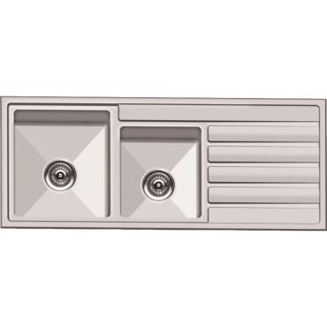 1200mm Double Bowl Sink - Stainless Steel