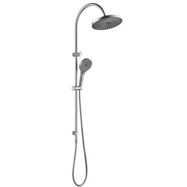 Mica Fluted Gooseneck Dual Shower Rail - Brushed Nickel