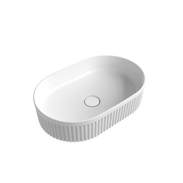 Cadel Fluted Oval Basin - Matt White - White (Matt)