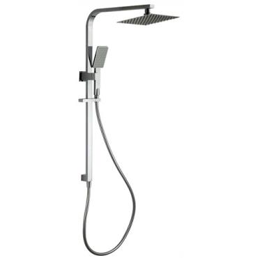 Elegant Square Double Shower on Rail - Chrome
