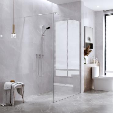 Frameless Glass Fixed Panel Shower Screen - Black