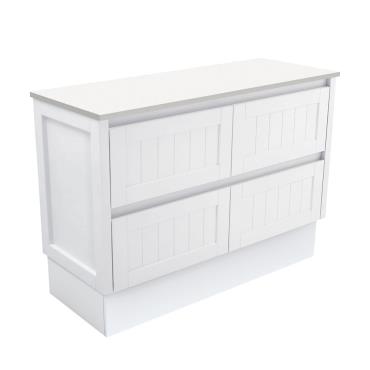 Hampton Floor Vanity w/ Stone Top - White (Matt)