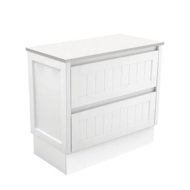 Hampton Floor Vanity w/ Stone Top Undermount Bowl - White (Matt)