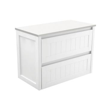 Hampton Wall Hung Vanity w/ Stone Top - White (Matt)