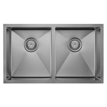 Hana Anti-Scratch 27L/27l Double Bowl Sink PVD Gun Metal - Gun Metal Grey
