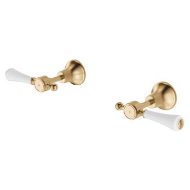 Lillian Lever Wall Top Assemblies with Ceramic White Handle - Urban Brass