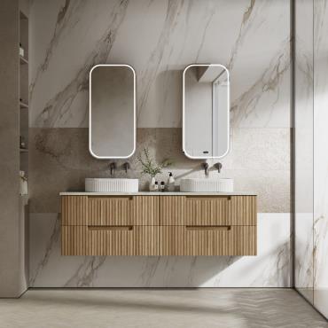 Lovina Tier Wall Hung Vanity w/ Stone Top Undermount Stone Top - Timber