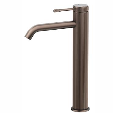 Mica Fluted Tall Basin Mixer - Dusk Bronze