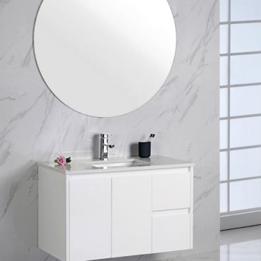 Orion Wall Hung Vanity w/ Stone Top Undermount Bowl - White (Gloss)