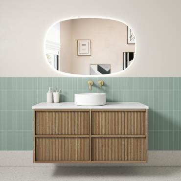 Venetta Fluted Framed Vanity Range - Harvest Oak