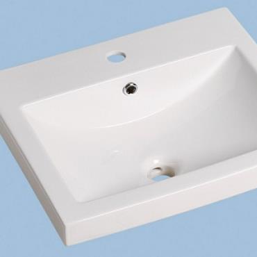 Semi Inset Square Drop In Basin - White (Gloss)