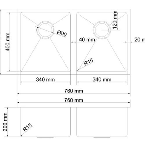 KITCHEN & LAUNDRY - Atlas Double Square Under Mount Sink - 