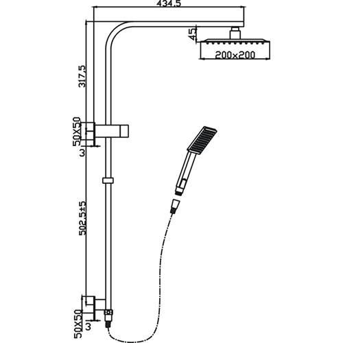 TAPWARE - Elegant Square Double Shower on Rail - 