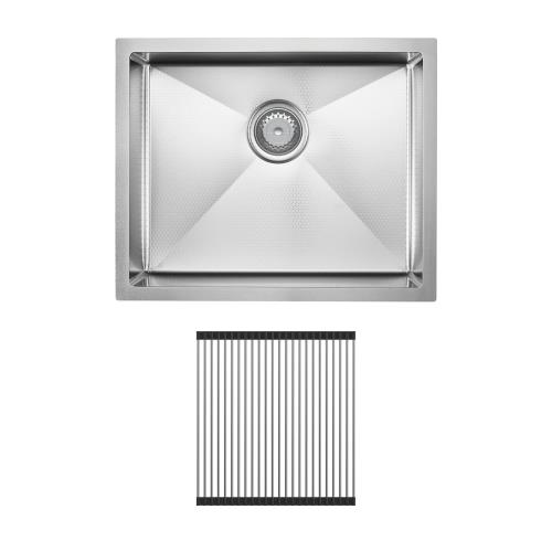 SINKS AND TROUGHS - Hana Anti-Scratch 40L Single Bowl Sink PVD - Stainless Steel, Kit (Includes Sink & Roll Up Drainer)