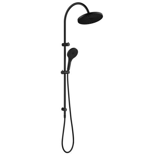 TAPWARE - Mica Fluted Gooseneck Dual Shower Rail - Black