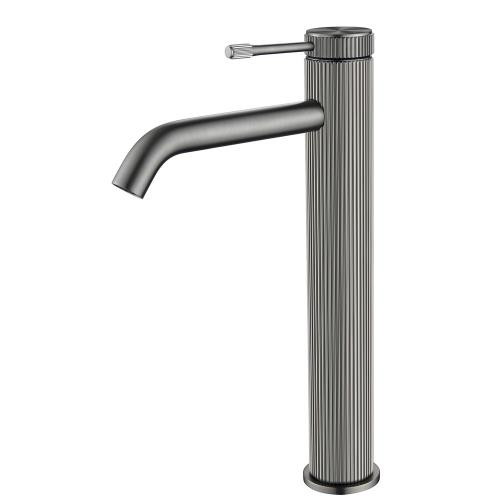 TAPWARE - Mica Fluted Tall Basin Mixer - Gun Metal Grey