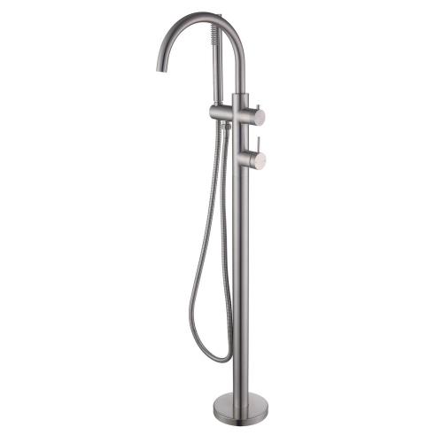 TAPWARE - Mica Freestanding Bath Mixer w/ Handshower - Brushed Nickel