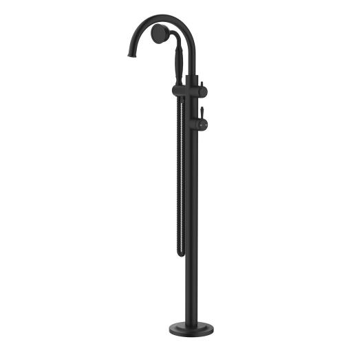 BATHS - Mica Heritage Freestanding Bath Mixer with Hand Shower - Black