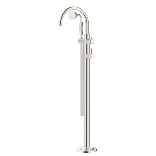 BATHS - Mica Heritage Freestanding Bath Mixer with Hand Shower - Brushed Nickel