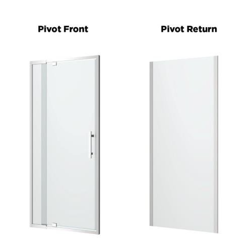 SHOWERS - 900 x 900 Louve Pivot Shower Screen Front and Return Chrome - 