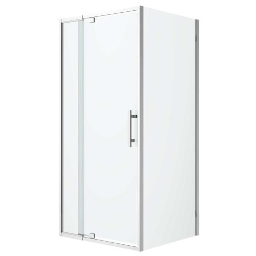 SHOWERS - 900 x 900 Louve Pivot Shower Screen Front and Return Chrome - 