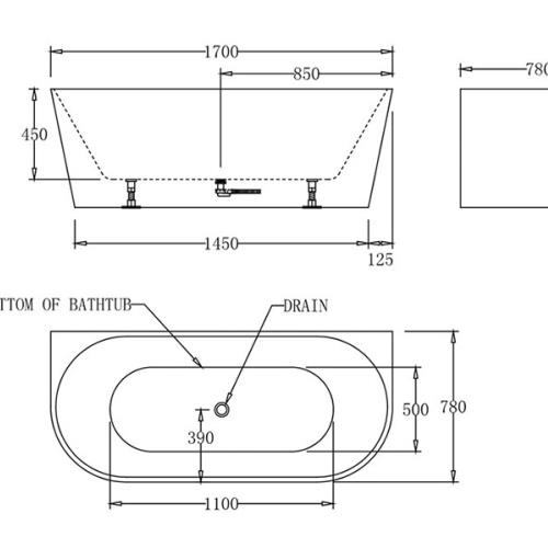 BATHS - ATLANTA Wall Faced Free Standing Bath Tub - 