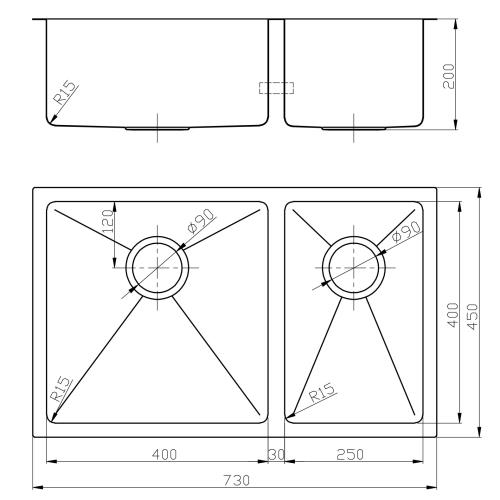 KITCHEN & LAUNDRY - Atlas 1 and 1/2 Bowl Under Mount Sink - 