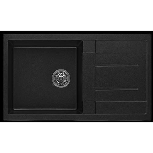  - BLACK Single Bowl Sink w/ Drainer - 