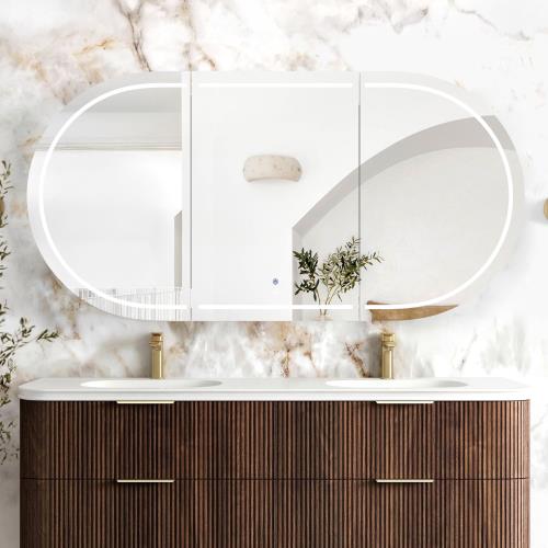 MIRRORS AND CABINETS - Bondi LED Shaving Cabinet - Sable Walnut, 1800 x 900mm