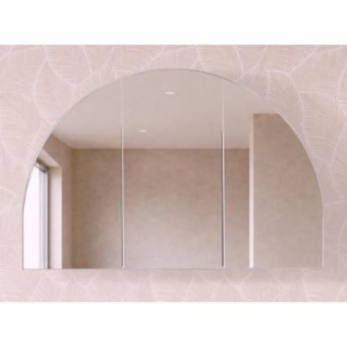 MIRRORS AND CABINETS - Boston Half Moon Shaving Cabinet - Rosewood, 1200 x 800mm