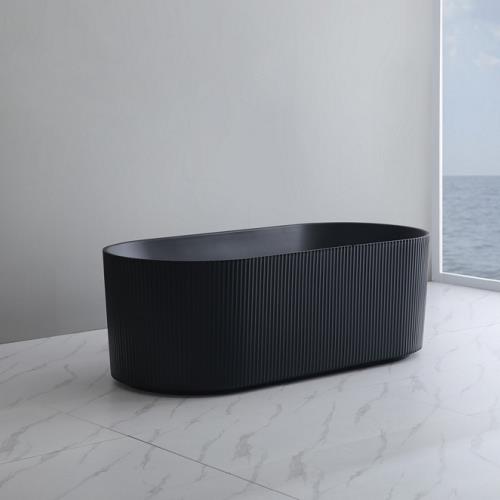 BATHS - BRIGHTON Fluted Oval Bath - Matt Black - 