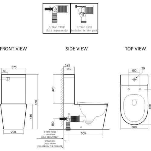 TOILETS - Lafeme Catania Standard Vega Toilet Suite - 