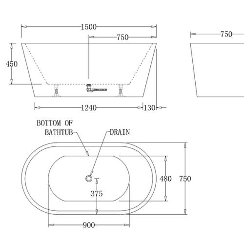 BATHS - COOPER Free Standing Black Bath Tub - 