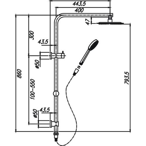 TAPWARE - Cosmo Double Shower on Rail - 