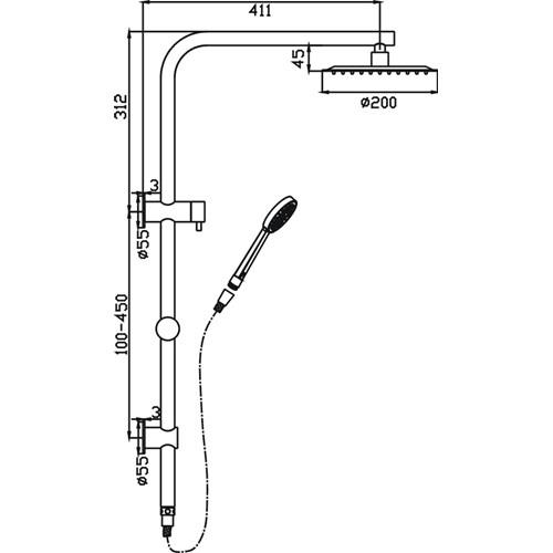 TAPWARE - Cosmo Round Black Double Shower on Rail - 