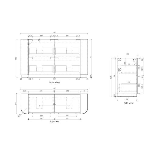 VANITIES - Curva Floor Vanity - 1500mm(Double Bowl)