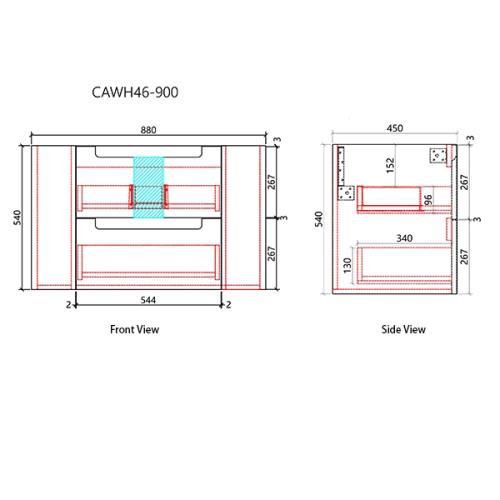 VANITIES - Curva Wall Hung Vanity - 900mm