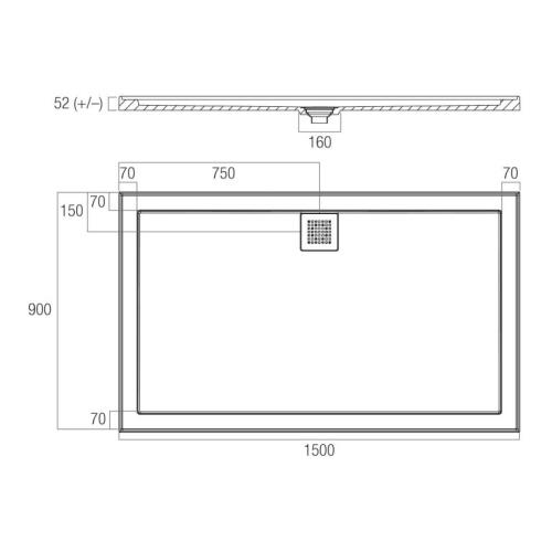 SHOWERS - ECO Shower Bases - OVER 1000mm - 1500 x 900mm, Rear Waste