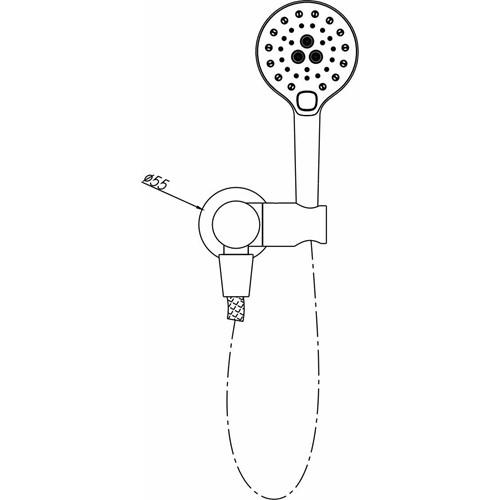TAPWARE - Ideal Round Black Shower on Bracket - 