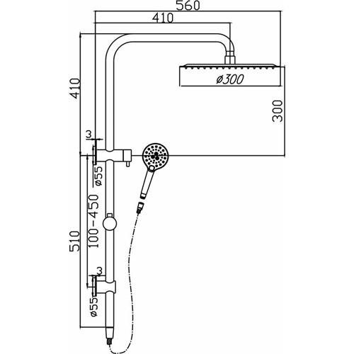 TAPWARE - Ideal Round Double Shower on Rail - 