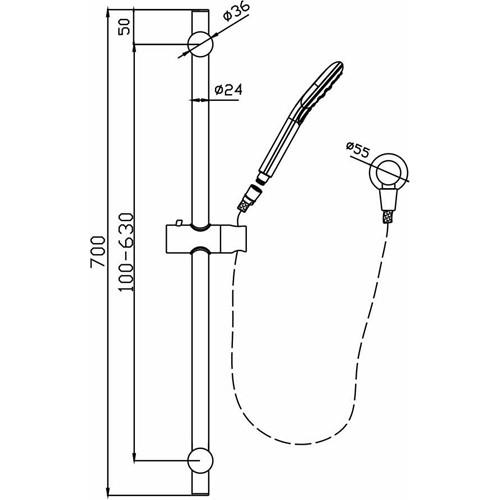TAPWARE - Ideal Round Shower on Rail - 