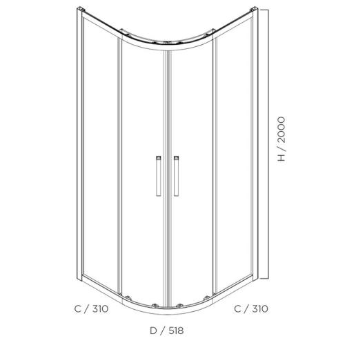SHOWERS - Louve Curved Slider Chrome Shower Screen - 