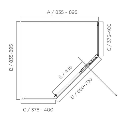 SHOWERS - Louve Neo Pivot Angle Chrome Shower Screen - 