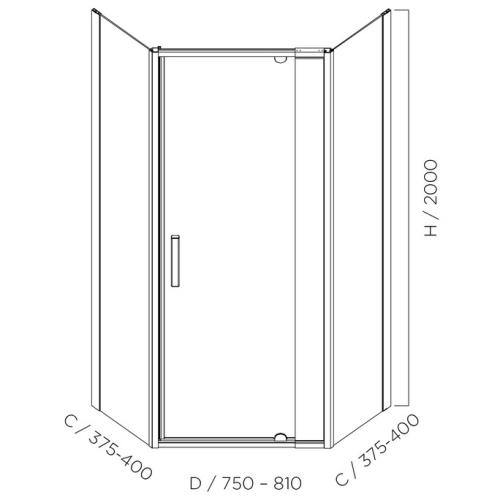 SHOWERS - Louve Neo Pivot Angle Chrome Shower Screen - 