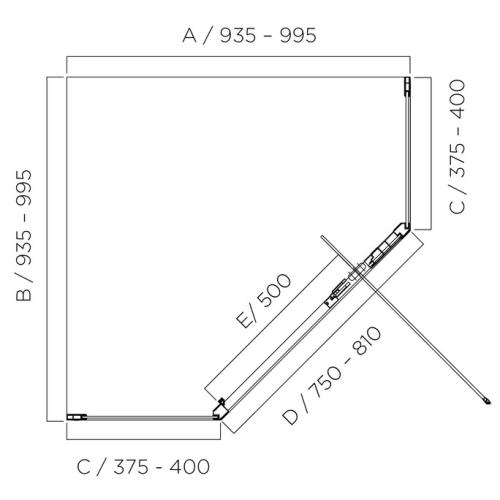 SHOWERS - Louve Neo Pivot Angle Chrome Shower Screen - 