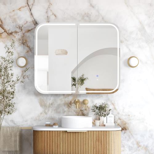 MIRRORS AND CABINETS - Newport LED Shaving Cabinets - 900 x 750mm
