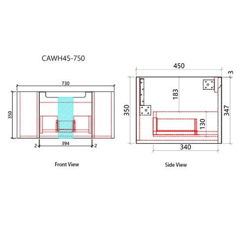 VANITIES - Savio Wall Hung Vanity - 750mm