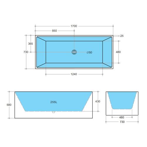 BATHS - THEO Square Free Standing Bathtub - 