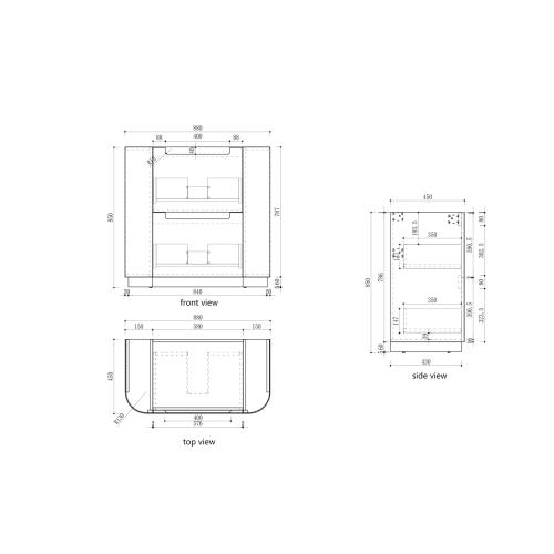 VANITIES - Varcelli Floor Vanity - 900mm