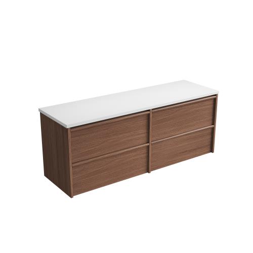 VANITIES - Venetta Framed Wall Hung Vanity - Walnut, 1500mm(Double Bowl), 1500mm(Single Bowl), Stone Top